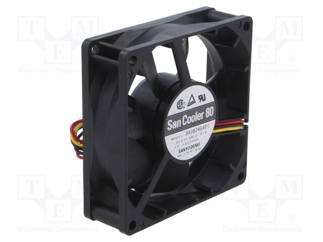 Fan: DC; axial; 24VDC; 80x80x25mm; 90m3/h; 40dBA; ball bearing