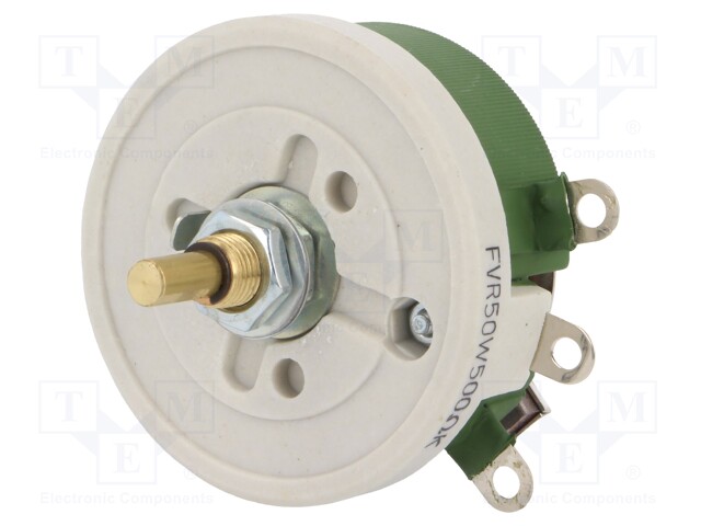 Potentiometer: shaft; single turn; 500Ω; 50W; ±10%; 6mm; wirewound