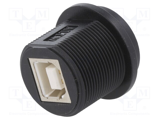 Socket; USB B; for panel mounting,screw; THT; straight; USB 2.0