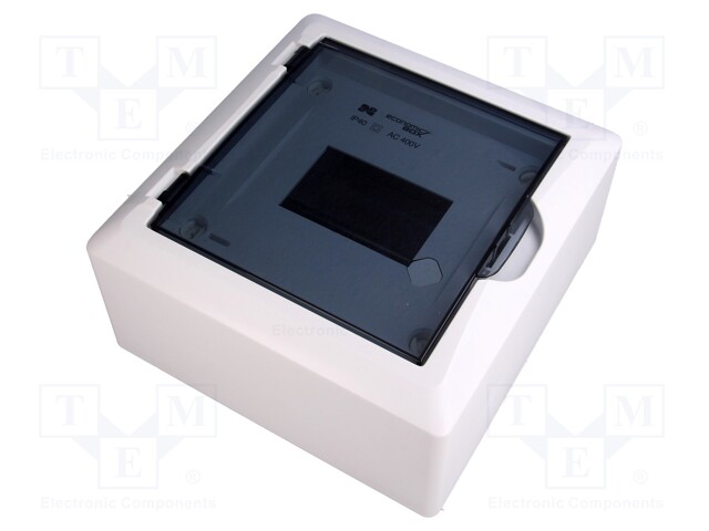 Enclosure: for modular components; IP40; white; No.of mod: 6; 400V