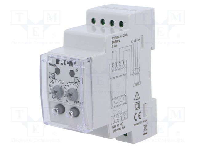 RCD breaker; 110VAC; for DIN rail mounting; Range: 0,02÷5s