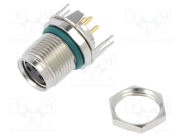 Connector: M8; female; PIN: 3; straight; on PCBs; socket; 4A; 60V