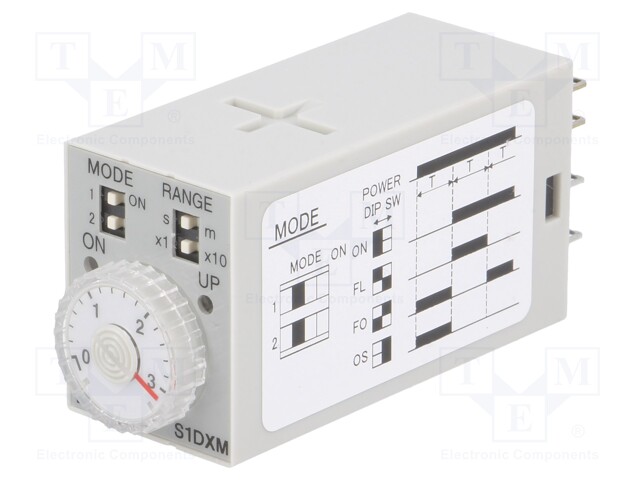 Timer; 0,2s÷30min; DPDT; 250VAC/7A; 24VDC; socket; -10÷50°C; PIN: 8