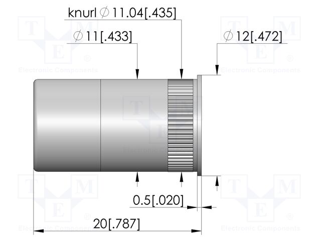 Test probe socket; gold-plated; KS-612; L: 20mm; test needles