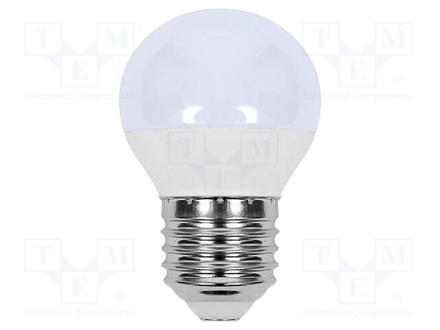 LED lamp; white cold; E27; 220÷240VAC; 320lm; P: 3.7W; 180°; 6500K