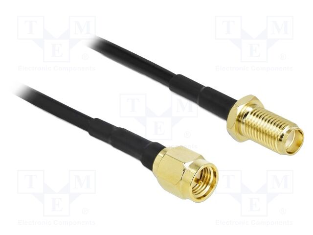 Cable; 900mm; SMA male,SMA female; black; with protection cap