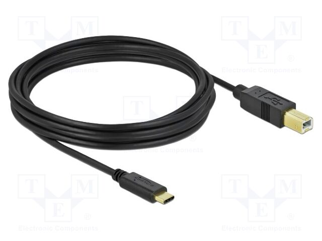 Cable; USB 2.0; USB B plug,USB C plug; 4m; black; 22AWG,26AWG