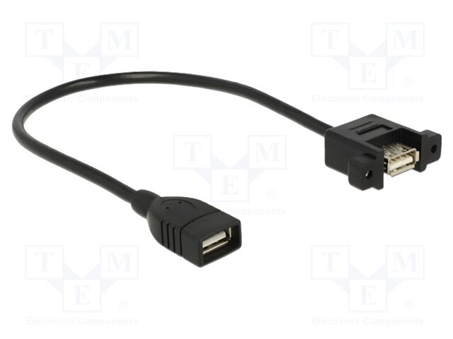 Cable; USB 2.0; USB A socket,both sides; gold-plated; 0.25m