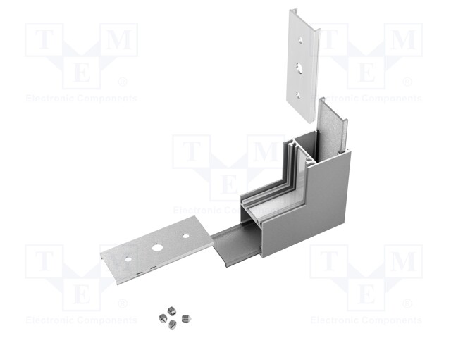 Connector 270°; silver; aluminium,polycarbonate; anodized