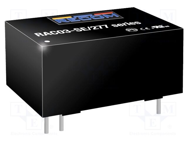 Converter: AC/DC; 3W; Uout: 12VDC; Iout: 250mA; 78%; Mounting: PCB