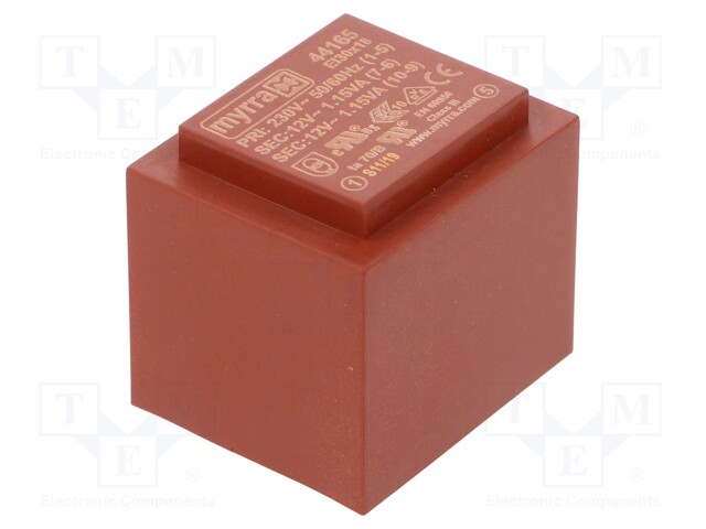 Transformer: encapsulated; 2.3VA; 230VAC; 12V; 12V; 96mA; 96mA