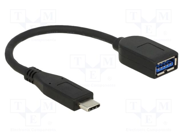 Cable; USB A socket,USB C plug; 0.1m; black; 26AWG,32AWG; 10Gbps
