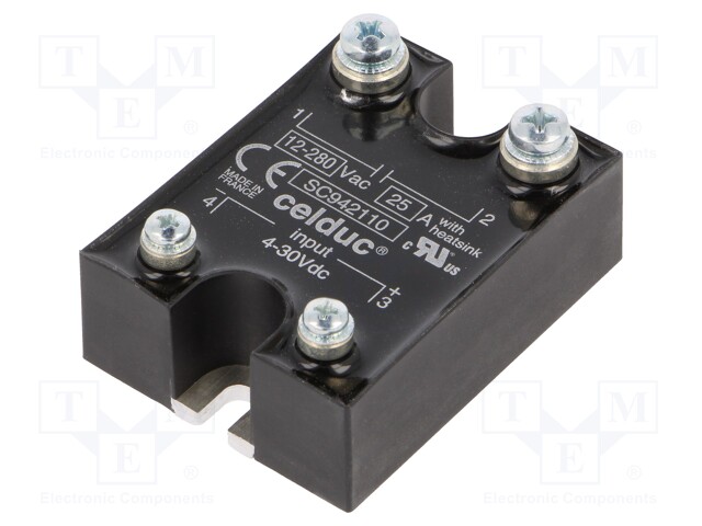 Relay: solid state; Ucntrl: 4÷30VDC; 25A; 12÷280VAC; -40÷100°C