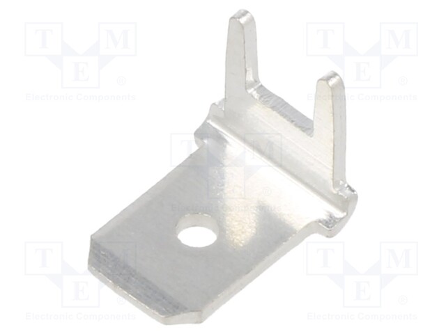 Terminal: flat; 6.3mm; 0.8mm; male; THT; angled 90°; tinned; brass