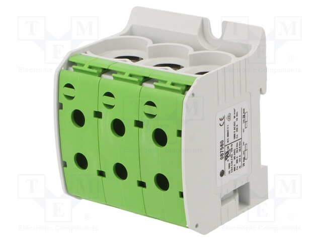 Splice terminal: rail; STB; 95mm2; ways: 1; terminals: 6; green; TS35