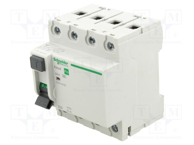 RCD breaker; Inom: 25A; Ires: 30mA; Poles: 4; 400VAC; IP20; 1÷35mm2