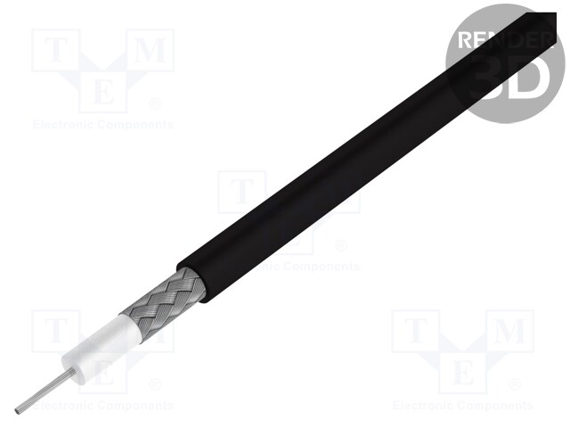 Wire: coaxial; RG223; solid; Cu; PVC; black; 100m; Ø5.4mm