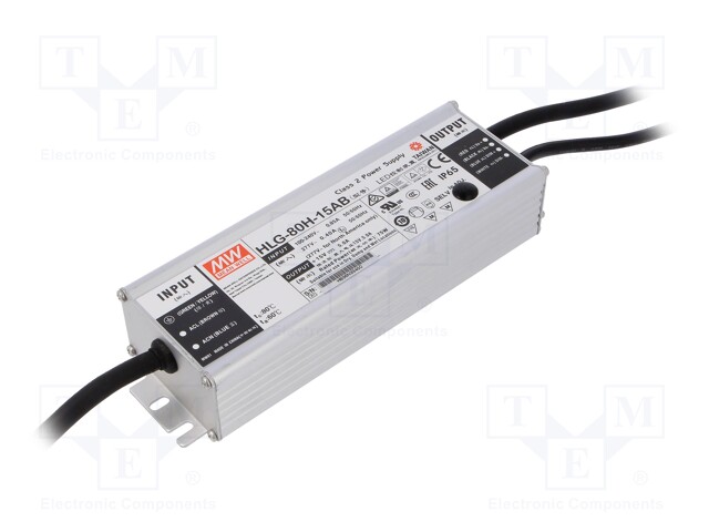 Power supply: switched-mode; LED; 75W; 15VDC; 13.5÷17VDC; 3÷5A