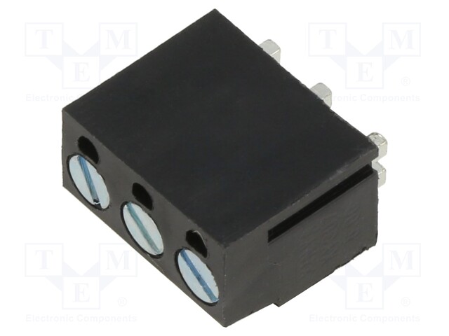 PCB terminal block; angled 90°; 5mm; ways: 3; on PCBs; terminal