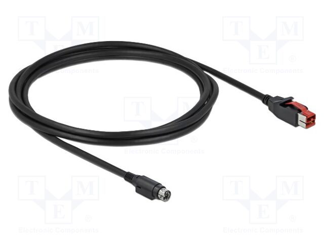 Cable; DIN mini 3pin plug,PoweredUSB plug; 2m; black; 22AWG; 24V