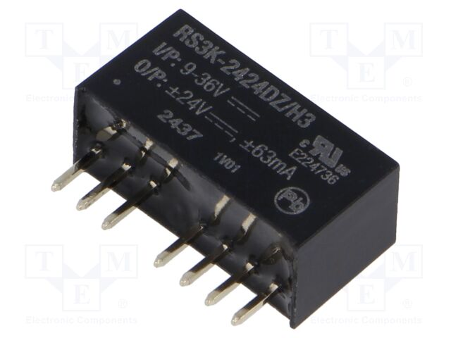 Converter: DC/DC; 3W; Uin: 9÷36V; Uout: 24VDC; Uout2: -24VDC; SIP8