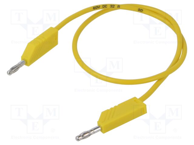 Test lead; 60VDC; 30VAC; 32A; Len: 0.5m; yellow; Material: brass