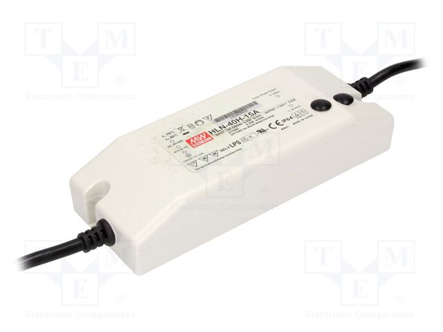 Power supply: switching; LED; 40W; 15VDC; 1.6÷2.67A; 90÷305VAC