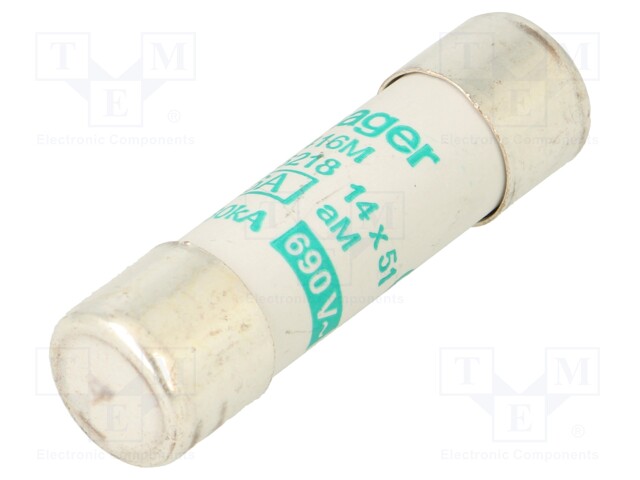 Fuse: fuse; aM; 16A; 690VAC; cylindrical,industrial; 14x51mm