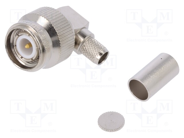 Plug; TNC; male; angled 90°; 50Ω; soldering,crimped; for cable