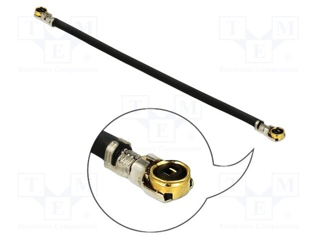 Cable; 45mm; IPEX MHF 4L,both sides; black; Øcable: 1.13mm; 50Ω