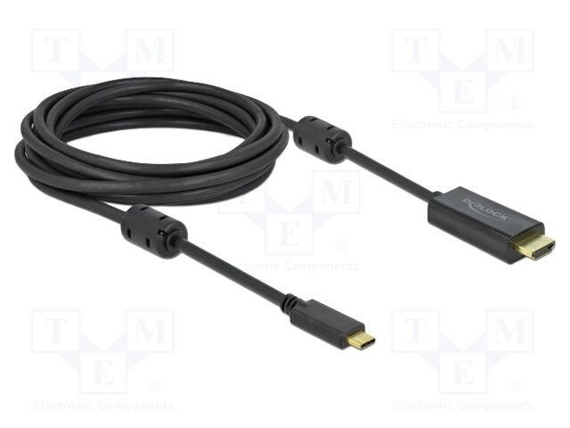 Cable; HDMI plug,USB C plug; HDMI 2.0,High Speed; Len: 5m; black