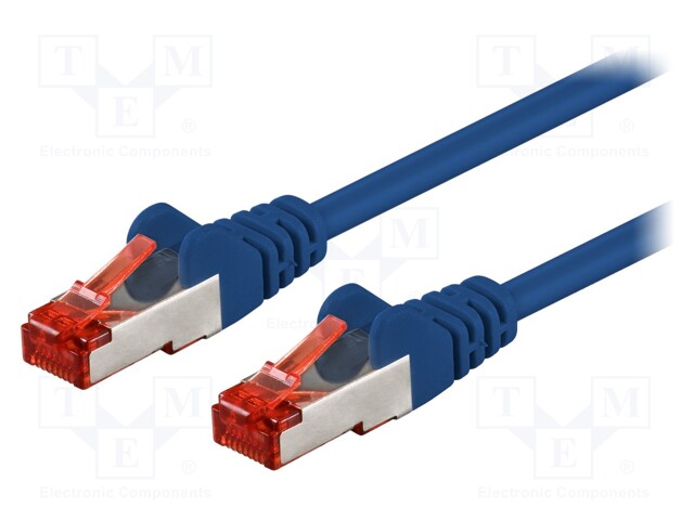 Patch cord; S/FTP; 6; stranded; CCA; PVC; blue; 0.25m; 27AWG