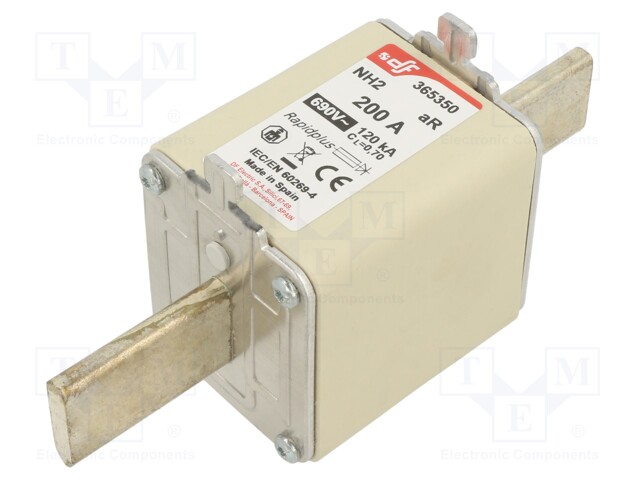 Fuse: fuse; aR; 200A; 690VAC; 550VDC; silver; NH2