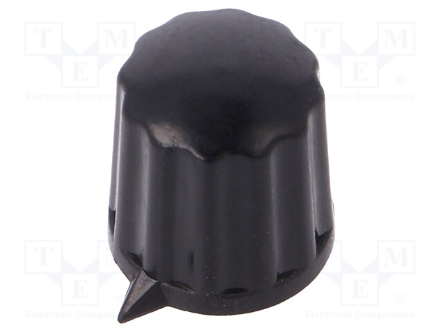 Knob; with pointer; ABS; Shaft d: 6mm; Ø12x12.8mm; black