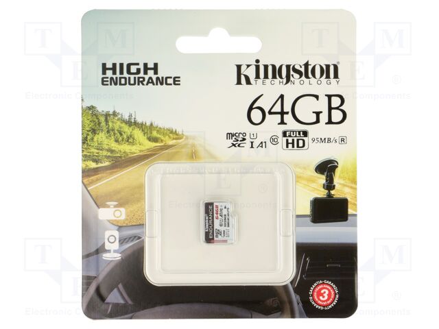 Memory card; microSD; R: 95MB/s; W: 30MB/s; UHS-I U1; 64GB; -25÷85°C