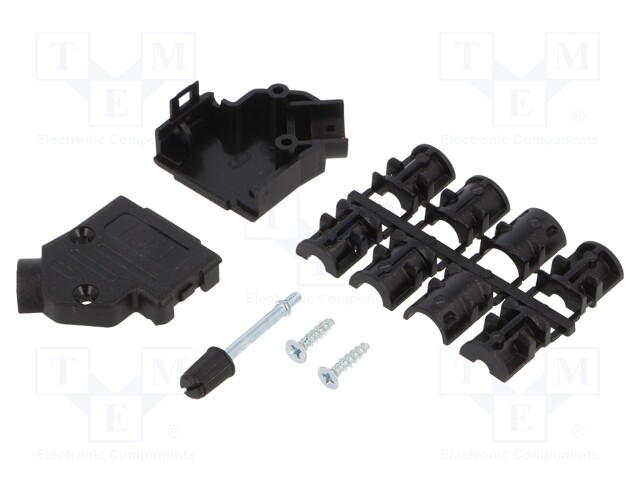 Angled 45°; Locking: screws; Application: D-Sub 9pin