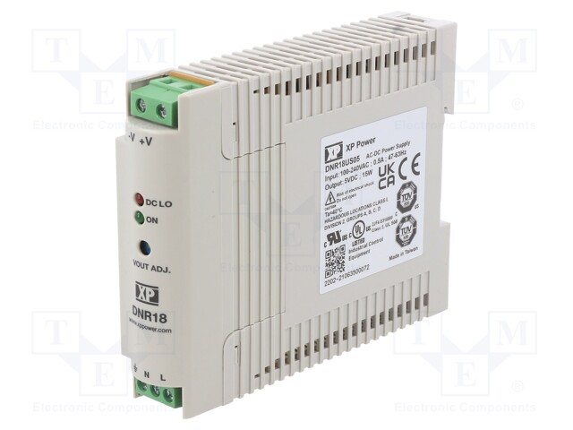 Power supply: switched-mode; 18W; 5VDC; 4.5÷5.75VDC; 3A; 90÷264VAC