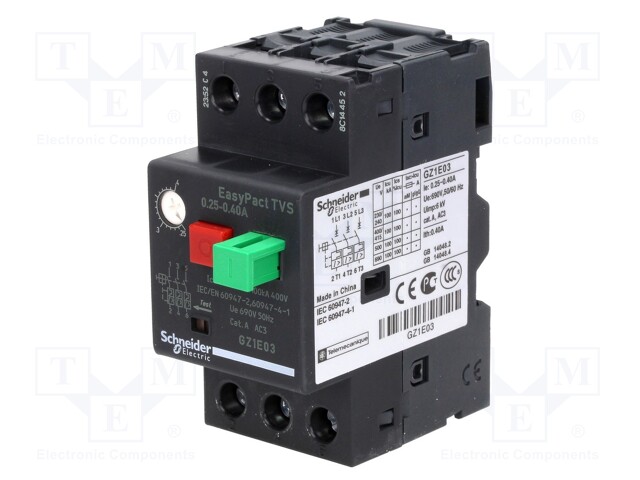 Motor breaker; 0.12/0.18kW; 230÷690VAC; DIN; IP20; -20÷60°C