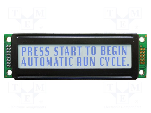 Display: LCD; alphanumeric; STN Positive; 20x2; gray; 65x20x8mm