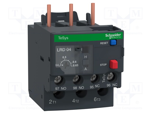 Thermal relay; Series: TeSys D; Leads: screw terminals; 0.4÷0.63A