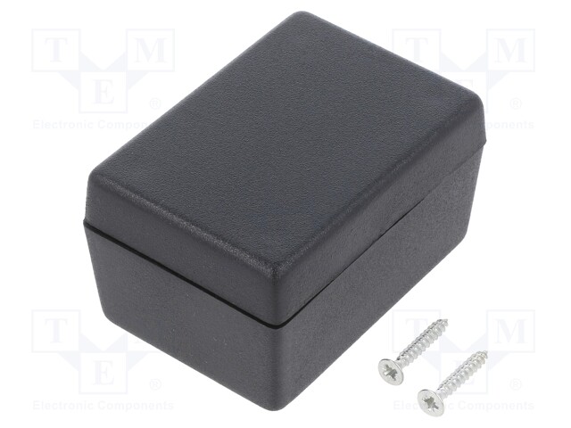 Enclosure: multipurpose; X: 47mm; Y: 66mm; Z: 38mm; ABS; black