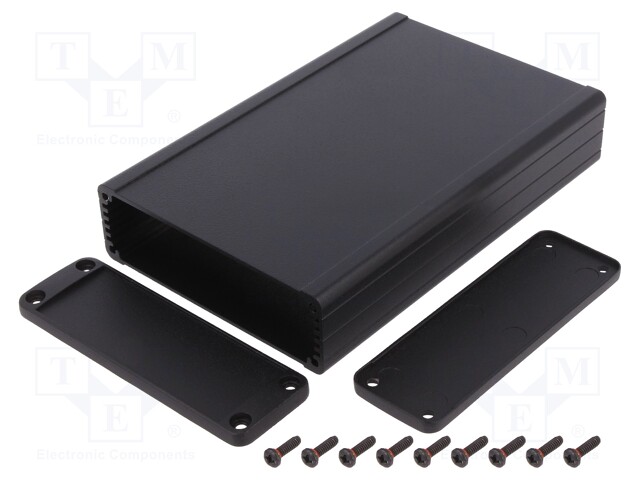 Enclosure: with panel; 1457; X: 104mm; Y: 160mm; Z: 32mm; aluminium