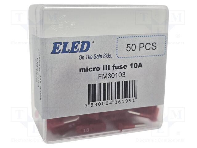 Fuse: fuse; 10A; 32VDC; automotive; 14.3mm; 14.3x3.8x15.3mm