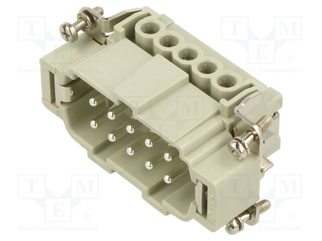 Connector: HDC; contact insert; male; CNE; PIN: 10; 10+PE; 16A; 600V