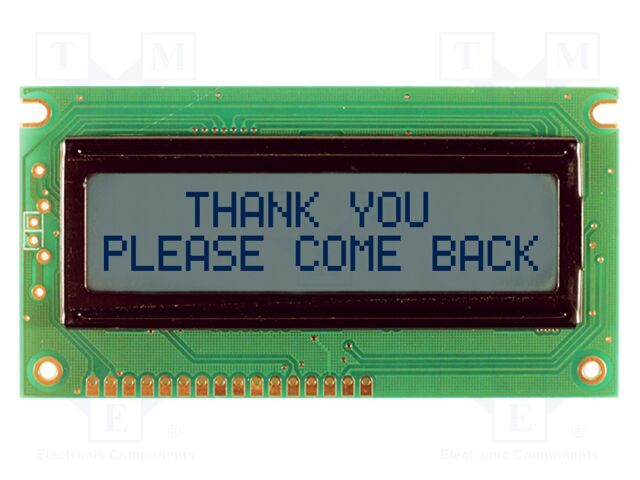 Display: LCD; STN Positive; 16x2; grey; 84x44mm; 1x16; 5V