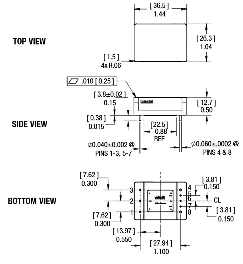 Converter: DC/DC; 49.5W; Uin: 18÷75V; Uout: 3.3VDC; Iout: 15A; DIP
