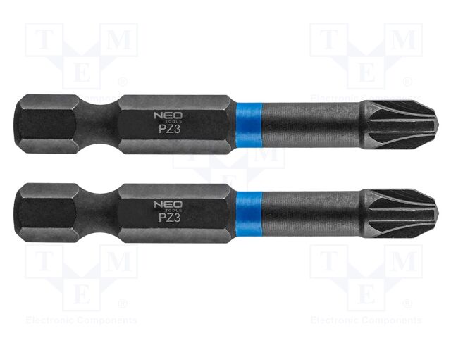 Kit: screwdriver bits; Pozidriv®; 50mm; PZ3; impact; 2pcs.