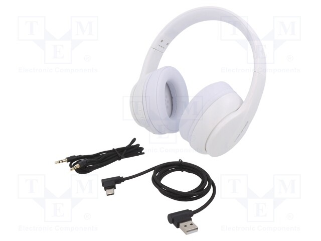 Bluetooth headphones with microphone; white; 0.02÷22kHz; 32Ω