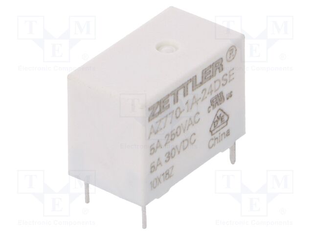 Relay: electromagnetic; SPST-NO; Ucoil: 24VDC; 5A/250VAC; 5A/30VDC