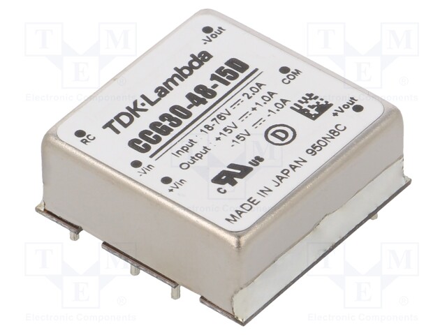 Converter: DC/DC; 30W; Uin: 18÷76V; Uout: 15VDC; Uout2: -15VDC; 20g